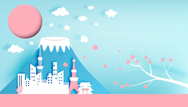 626x357 Tokyo Japan City Paper Art Style Vector Illustration Vector