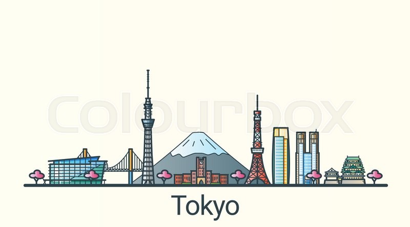 800x444 Banner Of Tokyo City In Flat Line Stock Vector Colourbox