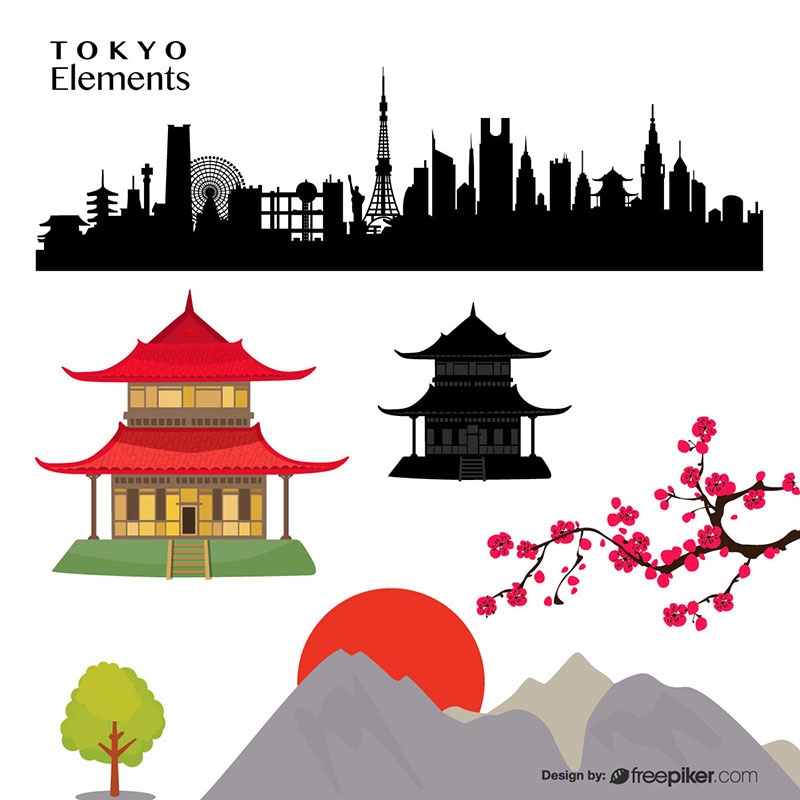 800x800 Freepiker Tokyo Elements Skyline Japanese House