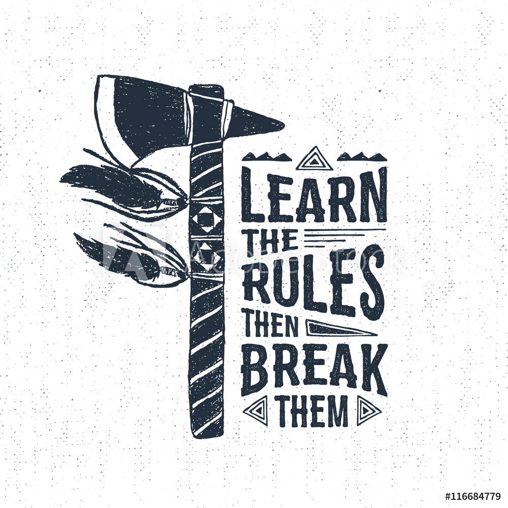 1000x1000 Photo Art Print Hand Drawn Tribal Label With Textured Tomahawk