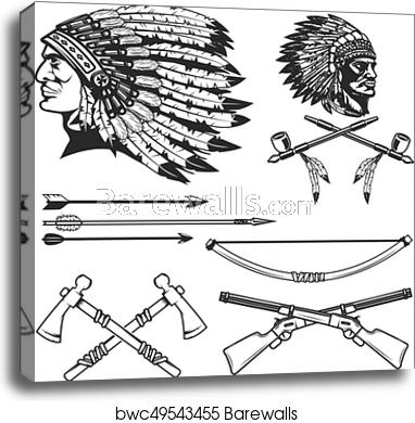 382x390 Set Of Native American Indians Chiefs Heads National American