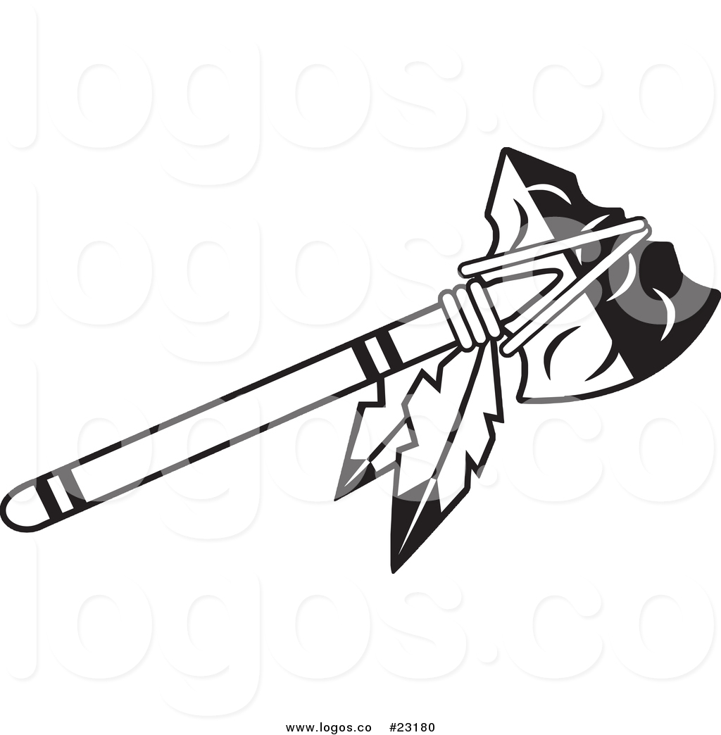 1024x1044 Vector Logo Of A Black And White Tomahawk With Feathers