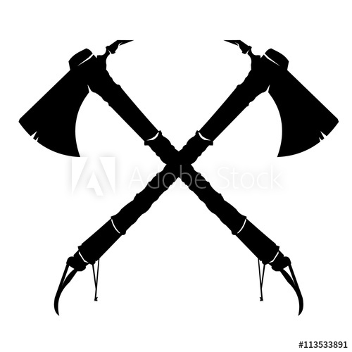 500x500 Vector Illustration Of Two Crossed American Indian Tomahawk Axes
