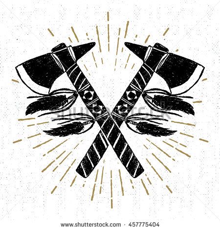 Hand Drawn Tribal Icon With Textured Crossed Tomahawks Vector 450x470 Hand Drawn Tribal Icon With Textured Crossed Tomahawks Vector