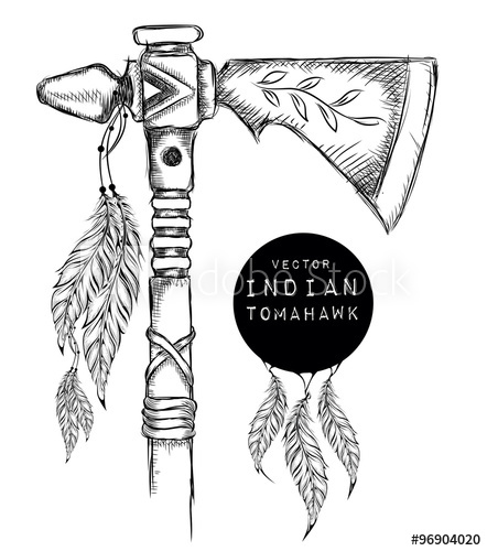 Native Indian Tomahawk Indian Weapon Hand Draw Vector 442x500 Native Indian Tomahawk Indian Weapon Hand Draw Vector