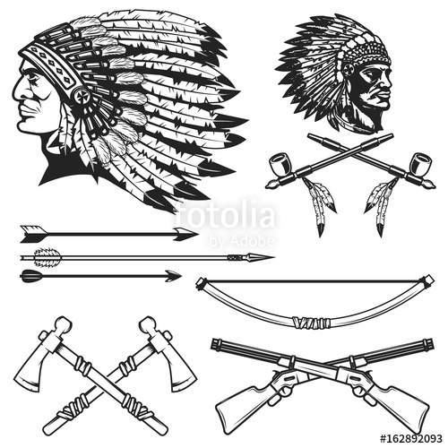 Set Of Native American Indians Chiefs Heads National American 500x500 Set Of Native American Indians Chiefs Heads National American