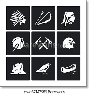 Vector Set Of Apaches Icons Injun, Bow And Arrow, Tambourine 362x382 Vector Set Of Apaches Icons Injun, Bow And Arrow, Tambourine