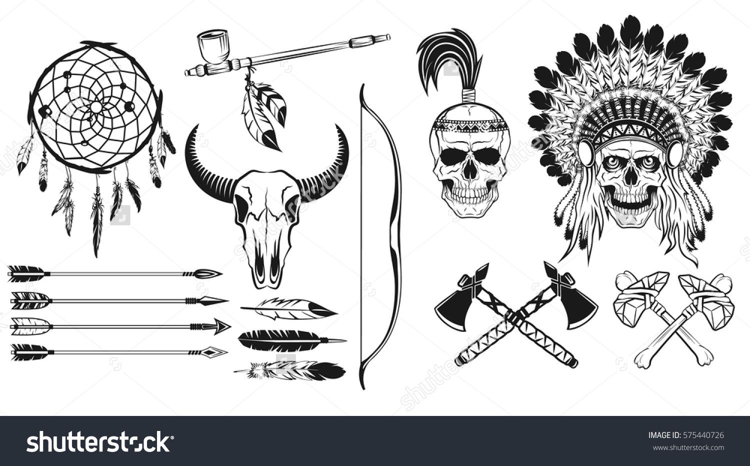 Native American Indians Icons Set 1500x931 Native American Indians Icons Set