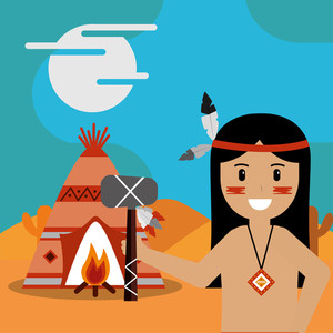 Native American With Tomahawk In Hand Teepee Bonfire Vector 300x300 Native American With Tomahawk In Hand Teepee Bonfire Vector