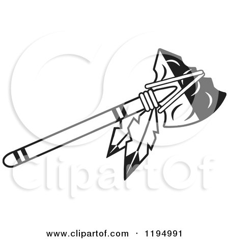 Clipart Of A Black And White Tomahawk With Feathers 450x470 Clipart Of A Black And White Tomahawk With Feathers