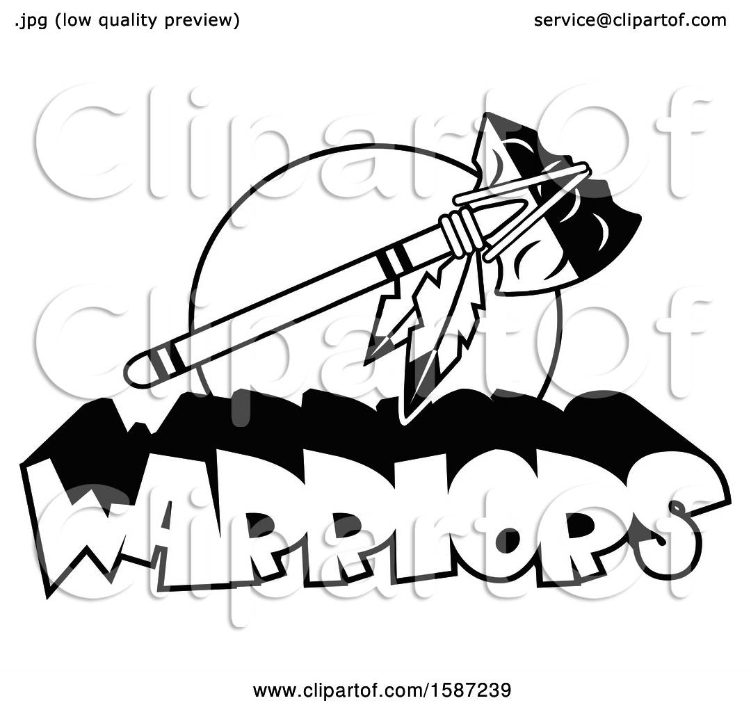 Clipart Of A Black And White Tomahawk With Warriors Team Text 1080x1024 Clipart Of A Black And White Tomahawk With Warriors Team Text