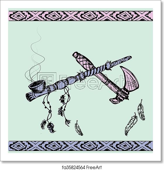 Free Art Print Of Native American Peace Pipe And Tomahawk Vector 561x581 Free Art Print Of Native American Peace Pipe And Tomahawk Vector