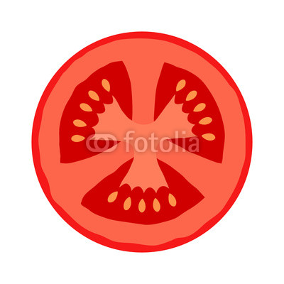 400x400 Tomato Half Slice Cross Section Flat Vector Color Icon For Food
