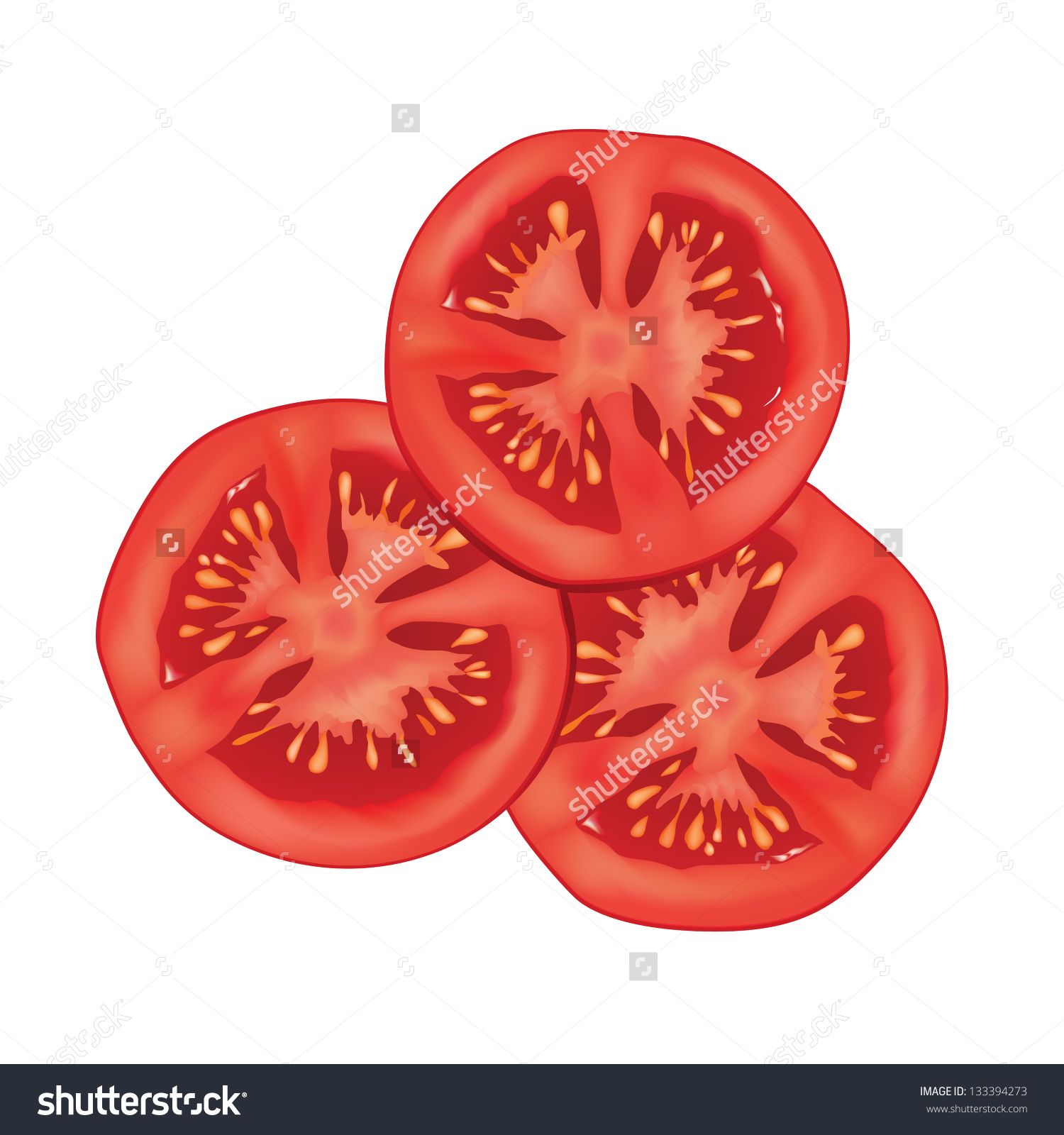 1500x1600 Sliced Tomato Isolated Over White Background Vector Illustration