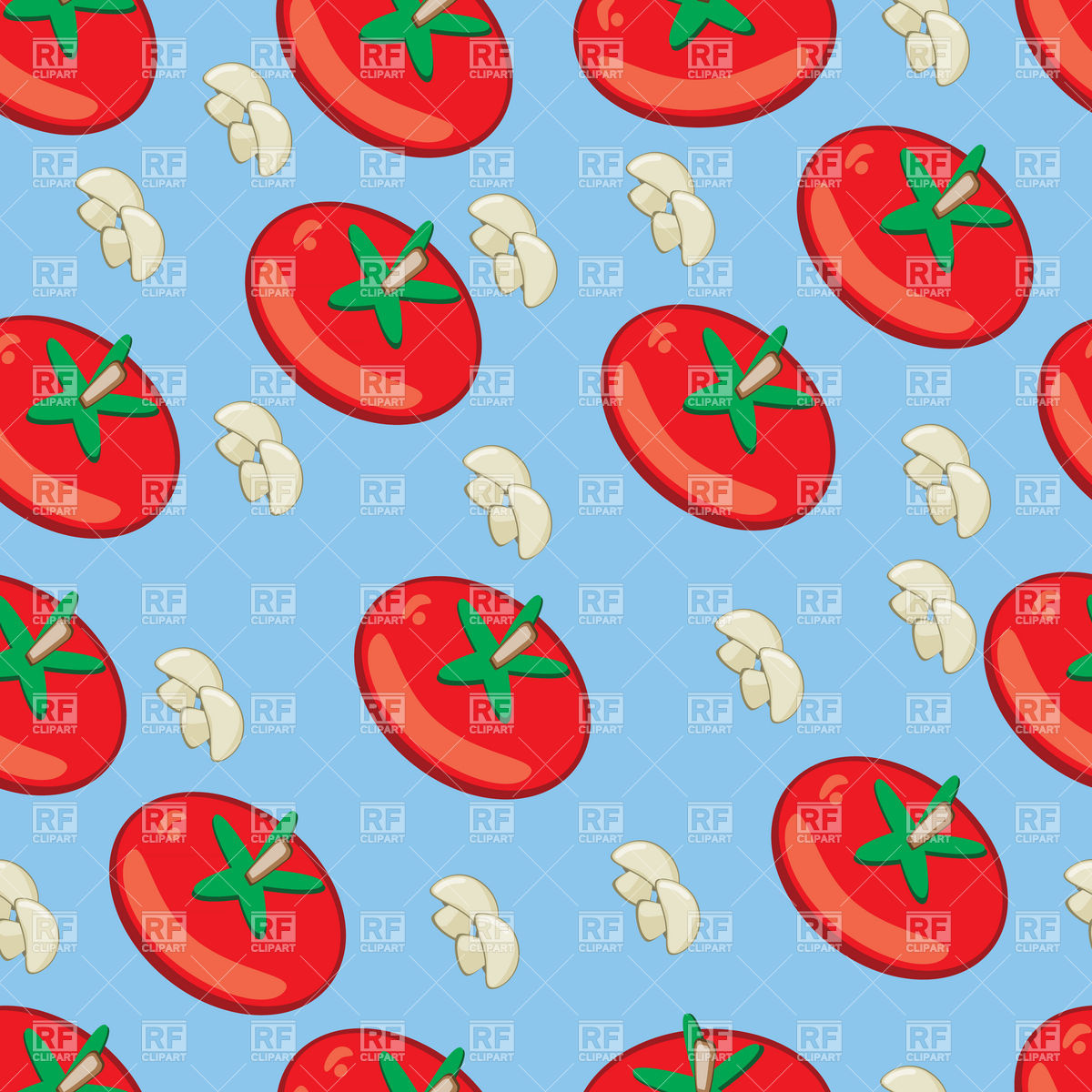 1200x1200 Seamless Background With Tomatoes And Mushrooms Vector Image