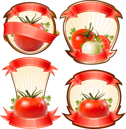 500x510 Tomato Labels With Ribbon Vector Graphics Free Vector