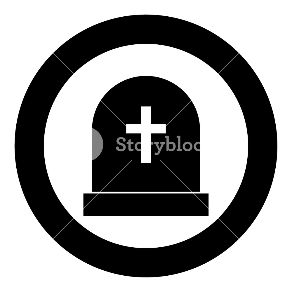 1000x1000 Tomb Stone Black Icon In Circle Vector Illustration Isolated