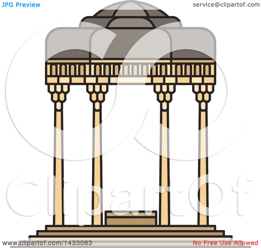 1080x1024 Clipart Of A Line Drawing Styled Iran Landmark, Tomb Of Hafez