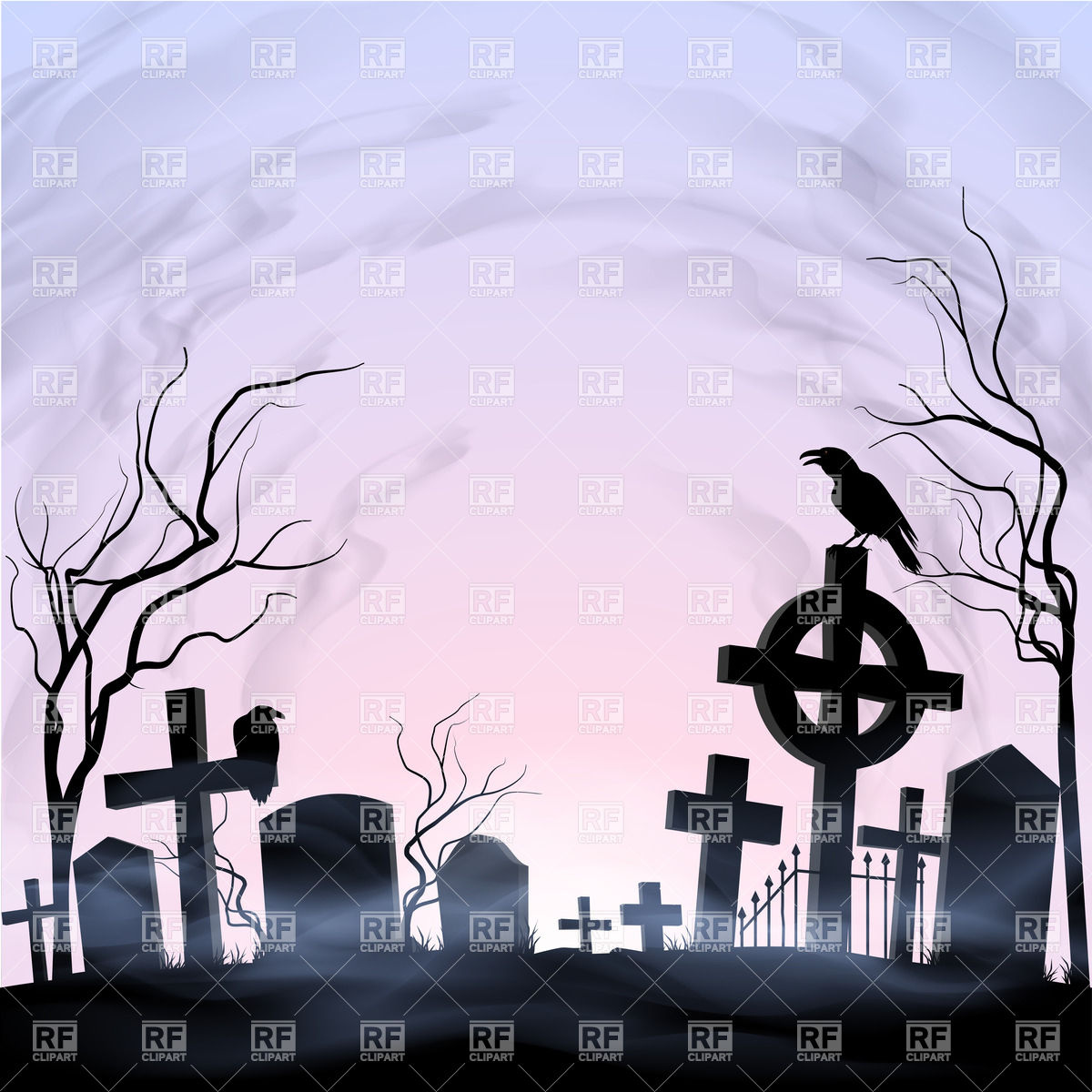 1200x1200 Silhouette Of Cemetery With Gog, Clouds And Raven On Tombstone