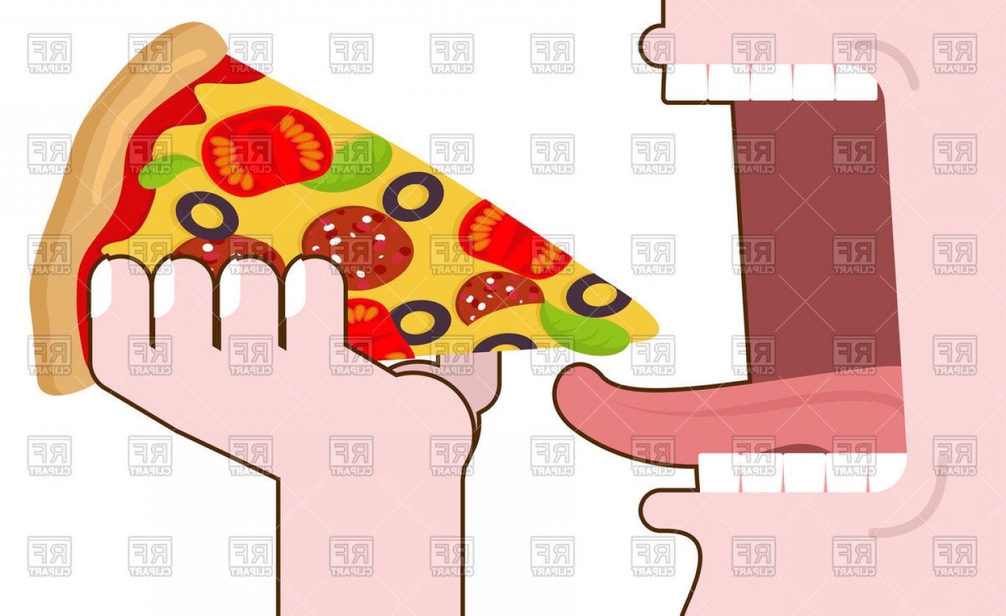 1440x882 Man Eating Pizza Open Mouth With Teeth And Tongue Vector Clipart