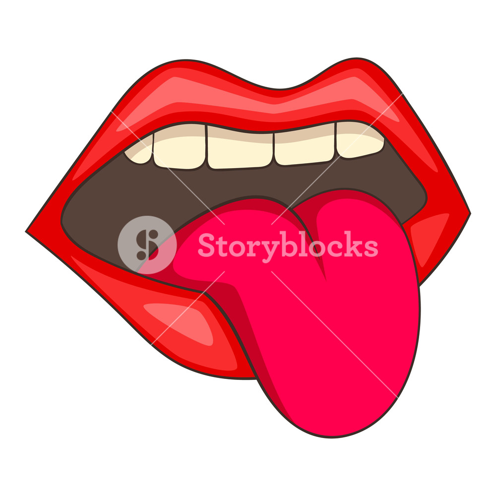 1000x1000 Open Mouth With Red Female Lips And Tongue Icon Cartoon