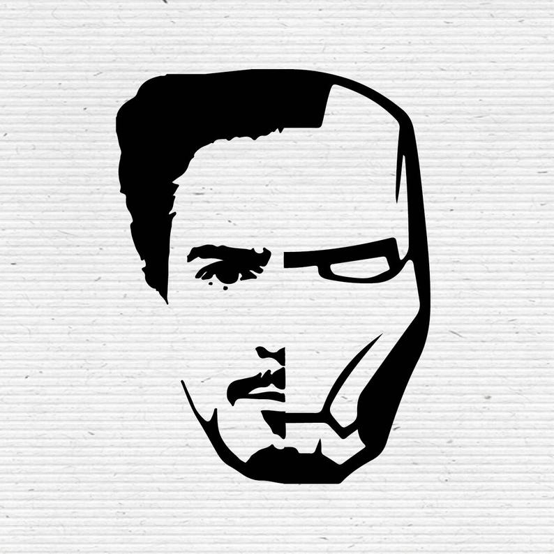 794x794 Iron Man Tony Stark Face Silhouette Digital Clipart Etsy
