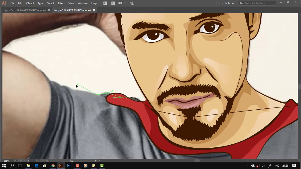 1280x720 Speed Art Draw Tony Stark Vector Portraits