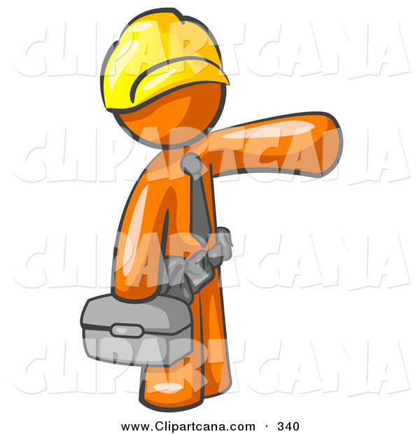 Vector Clip Art Of A Busy Orange Man, A Construction Worker 600x620 Vector Clip Art Of A Busy Orange Man, A Construction Worker