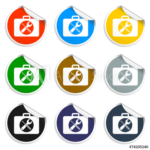 500x500 Set Of Blank Stickers Toolbox Vector Vector Illustration