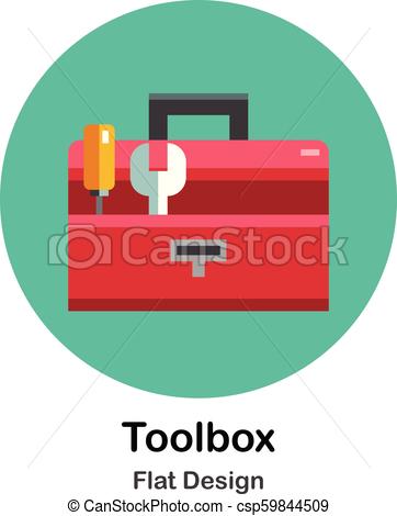 362x470 Toolbox Flat Icon Red Toolbox In Flat Color Design Vector
