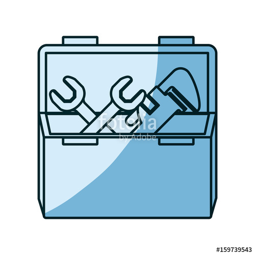 500x500 Blue Shading Silhouette Of Opened Plumbing Toolbox Vector