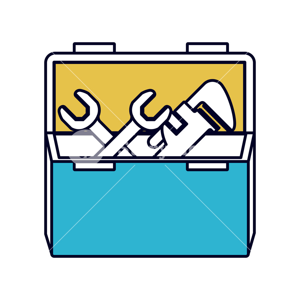 1000x1000 Color Sections Silhouette Of Opened Plumbing Toolbox Vector