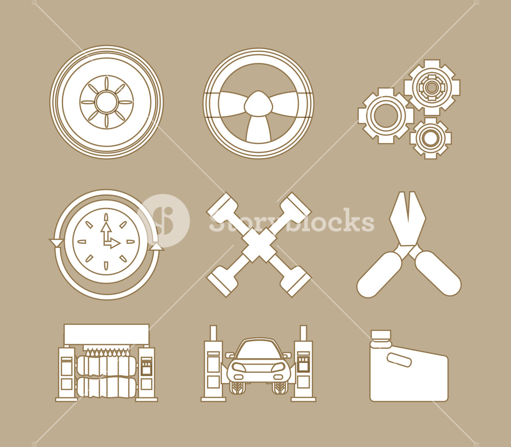 Icon Set Of Mechanic Tools Over Brown Background, Vector 1000x875 Icon Set Of Mechanic Tools Over Brown Background, Vector