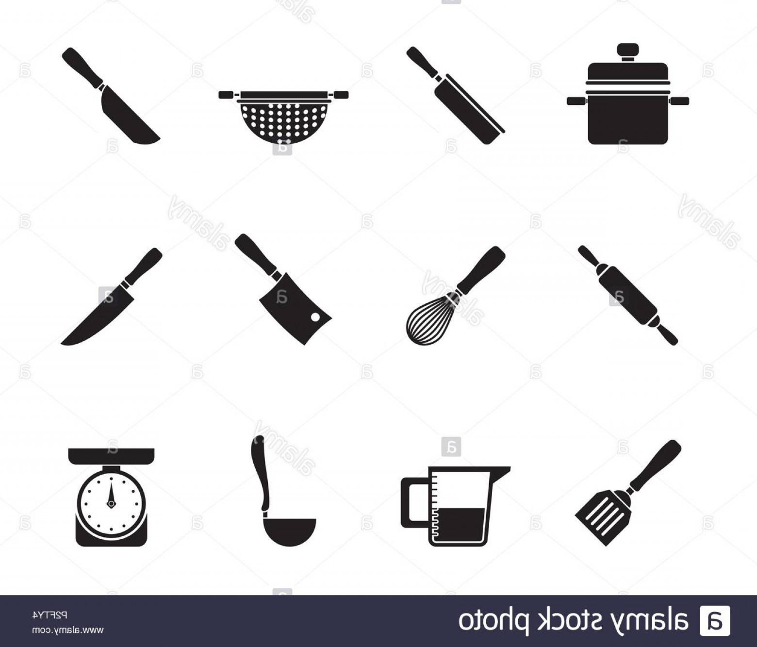 1560x1333 Silhouette Cooking Equipment And Tools Icons Vector Icon Set Image
