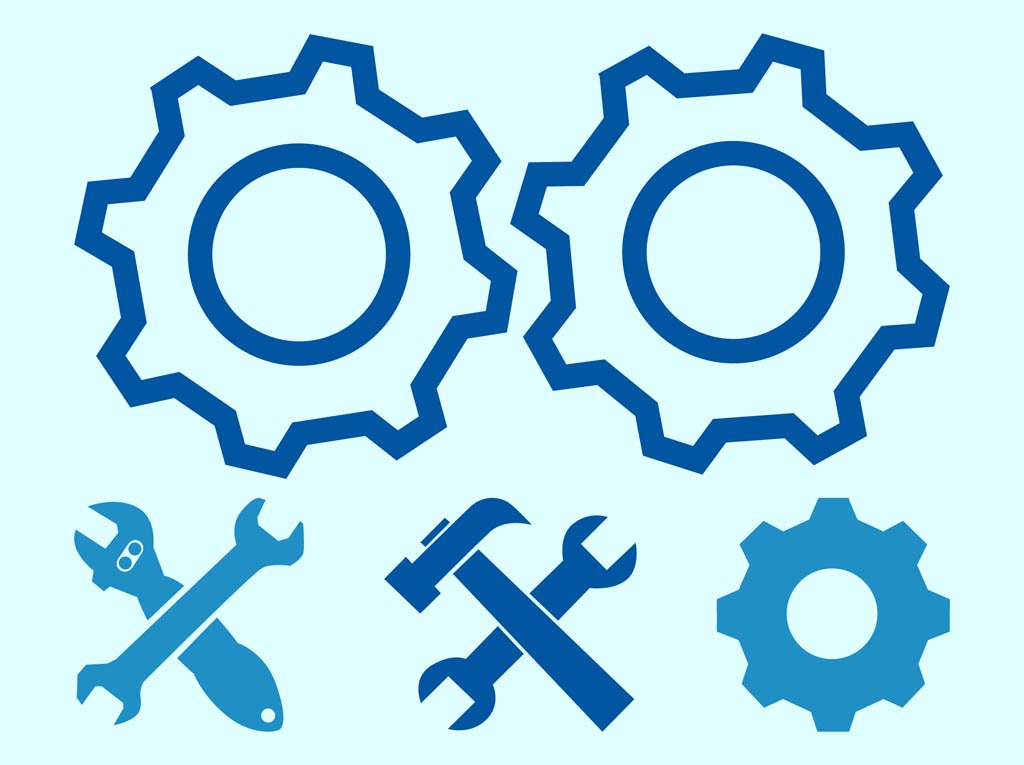 1024x765 Gearwheels And Tools Vector Art Graphics