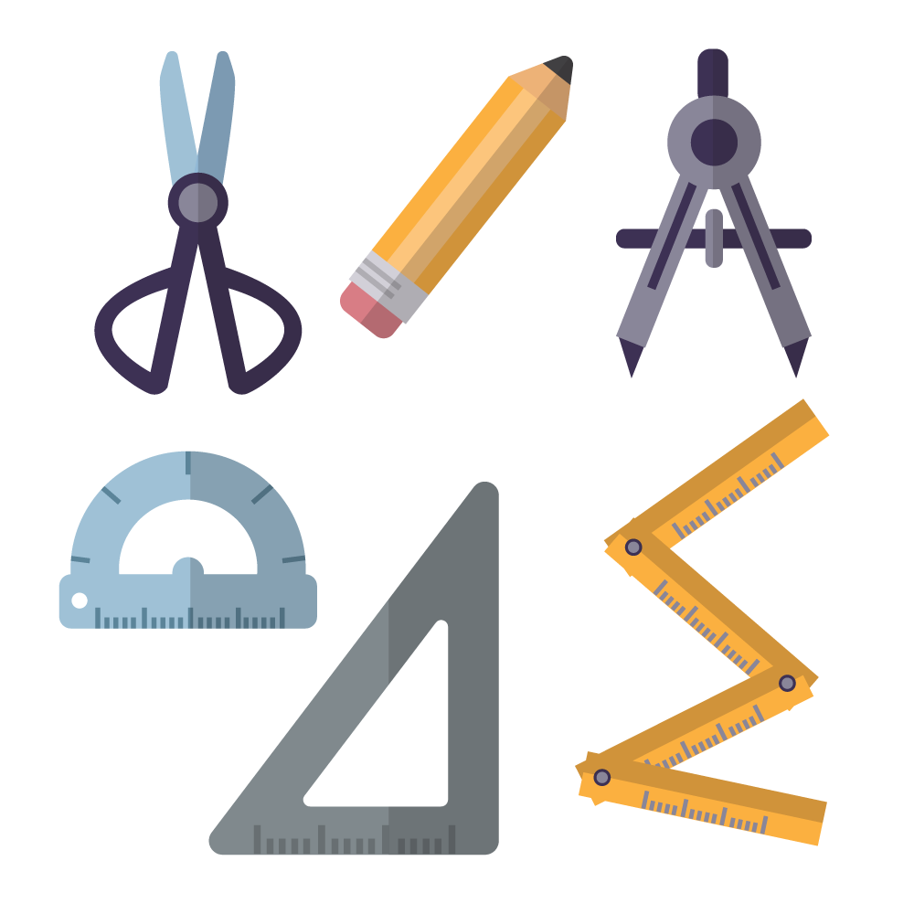 1000x1000 Architecture Tools Flat Vector Set