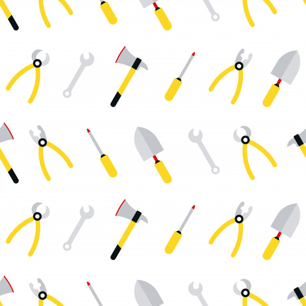 626x626 Construction Tools Vector Icons Seamless Pattern Vector Premium