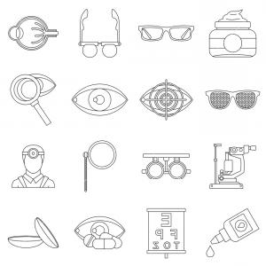 300x300 Ophthalmologist Tools Icons Set Outline Illustration