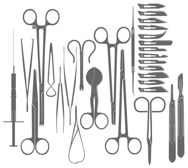 600x537 Surgical Tools Silhouettes Vector Free Free Vectors Silhouette