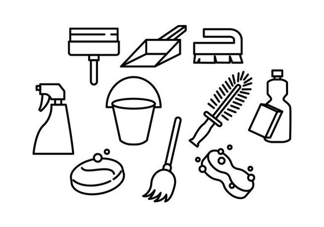 632x443 Free Cleaning Tools Line Icon Vector Free Vector Download