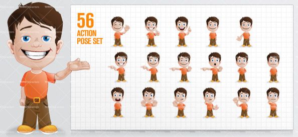 594x274 Funny Boy Cartoon Character Set Stock Vector Characters Boy