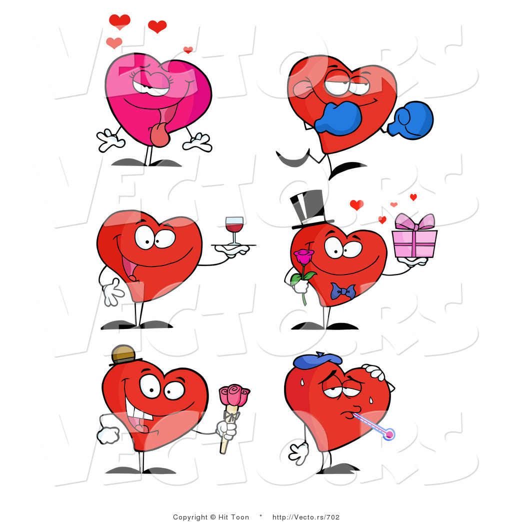 1024x1044 Vector Of A Cartoon Heart Characters In Different Poses