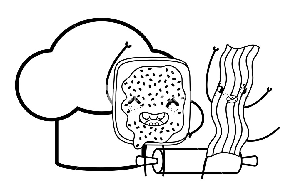 1000x667 Kitchen Utensils And Breakfast Food Kawaii Cartoons Characters