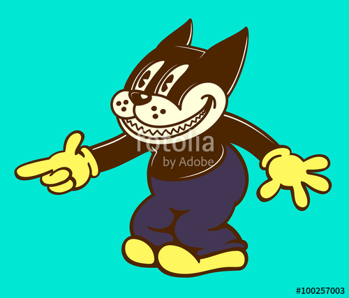 Vintage Toons Retro Cartoon Cat Character Smiling And Pointing 500x427 Vintage Toons Retro Cartoon Cat Character Smiling And Pointing