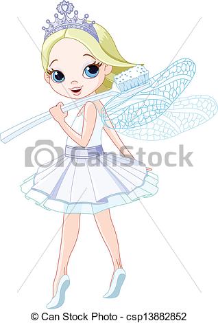 318x470 Cute Smiling Tooth Fairy With Toothbrush Clipart Vector