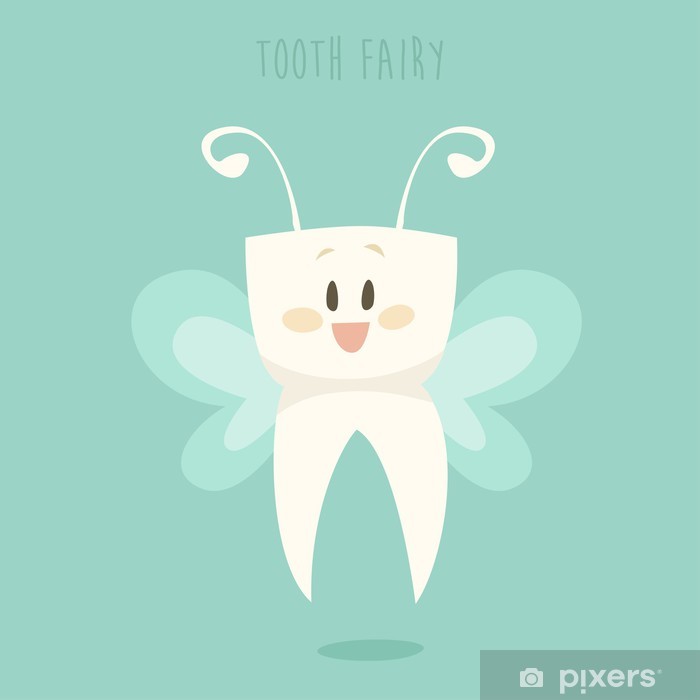 700x700 Tooth Fairy, Healthy White Teeth Vector, Flat Design Poster