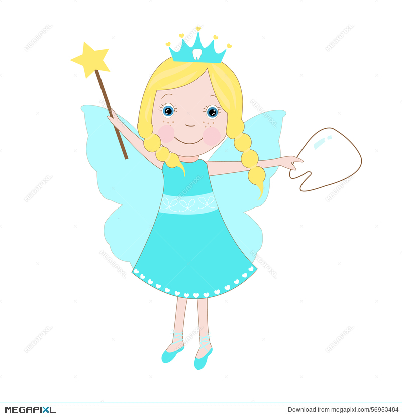 800x830 Cute Tooth Fairy Vector Illustration