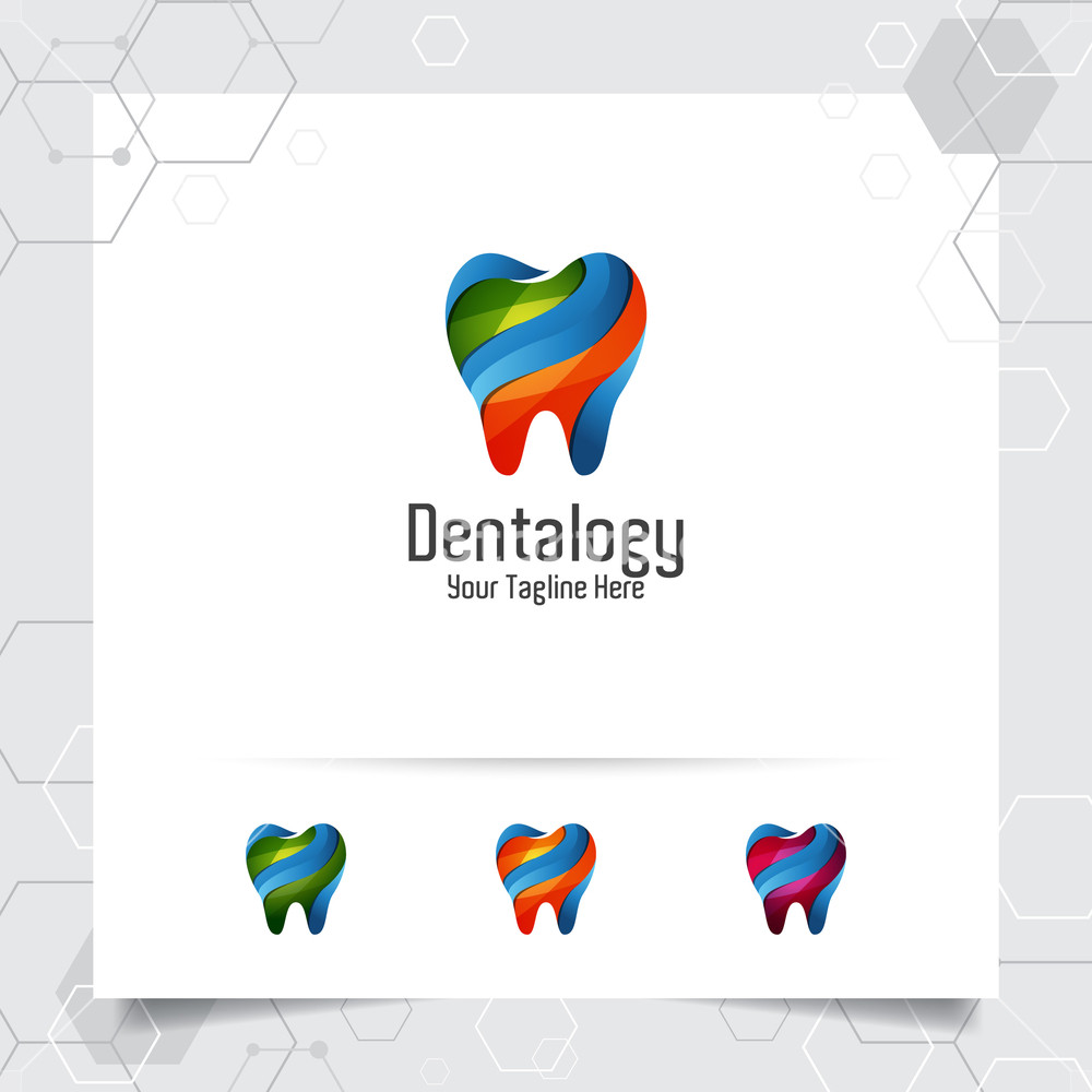 1000x1000 Dental Care Or Dentist Logo Vector Design With Concept Of Colorful