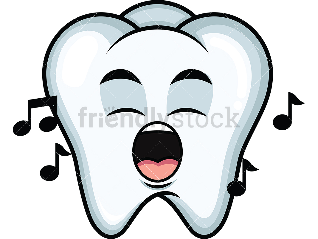 1067x800 Singing Tooth Emoji Cartoon Vector Clipart
