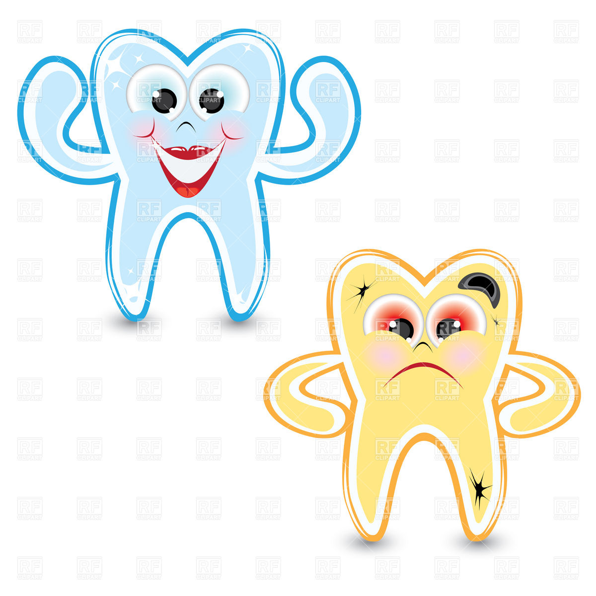 1200x1200 Cartoon Healthy And Diseased Tooth Vector Image Of Healthcare